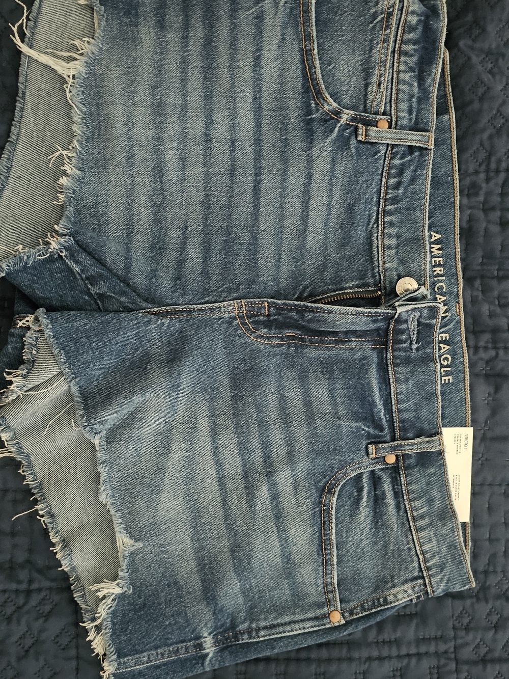 American Eagle Outfitters Blue Denim Shorts with Frayed Hem